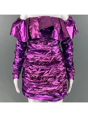 ATTICO Size 6 Purple Polyester Metallic Mini Dress